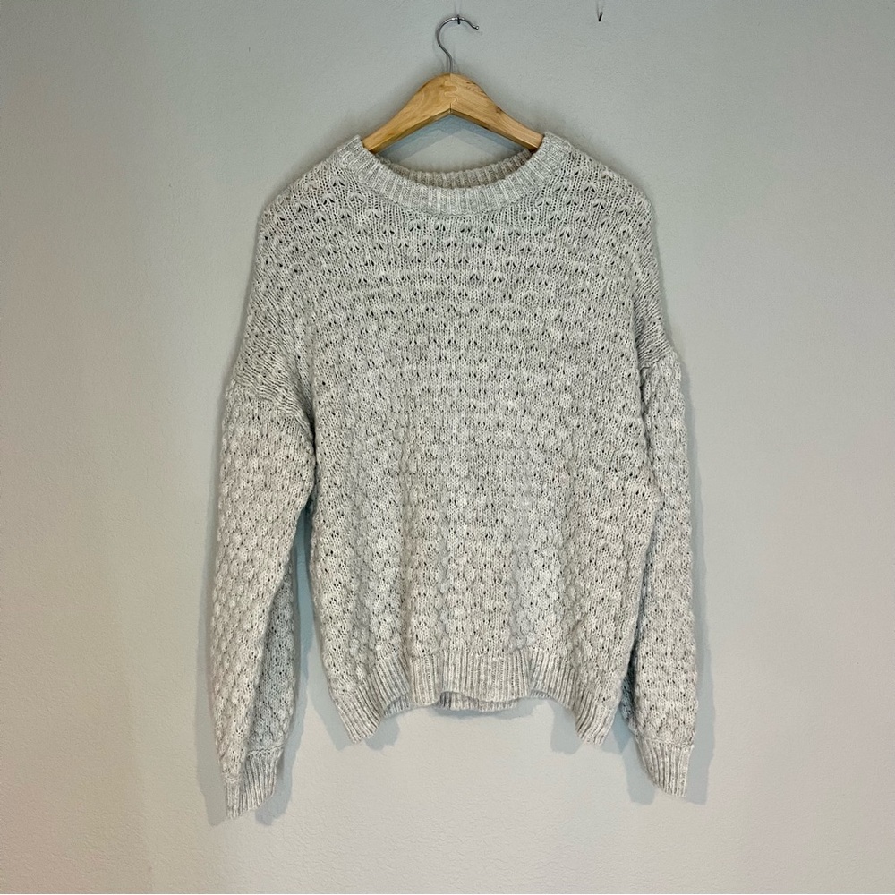 A New Day Woman’s cable knit grey sweater size Large